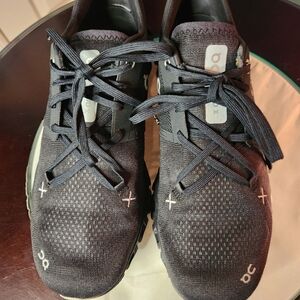 On Cloud X Mens 7.5 Triple Black Asphalt Athletic Sneaker Shoes Running